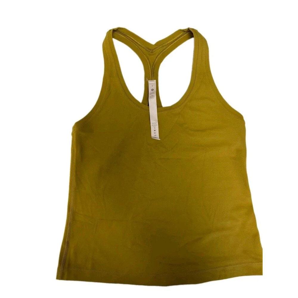 Lululemon Womens Size 8 Cool Racerback Tank Top Shorter Length Auric Gold Yellow
